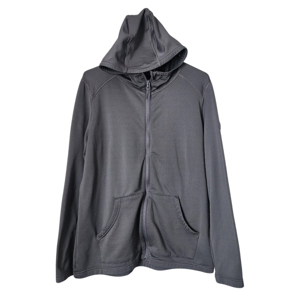 STRAFE Basecamp Full Zip Hoodie Grid Fleece Gorpcore Hiking Outdoor in Gray L